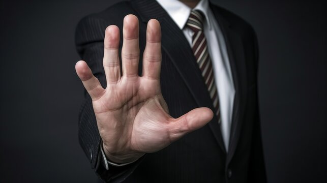 person with hand saying stopp