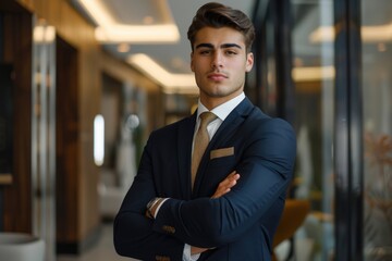 Fototapeta premium Financial Broker. Businessman-Young-Elegant-Man Working as Financial Director
