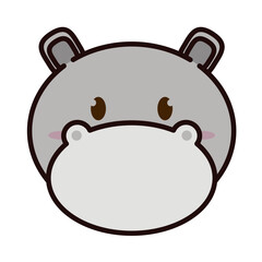 Cute kawaii hippo animal character emoticon Vector