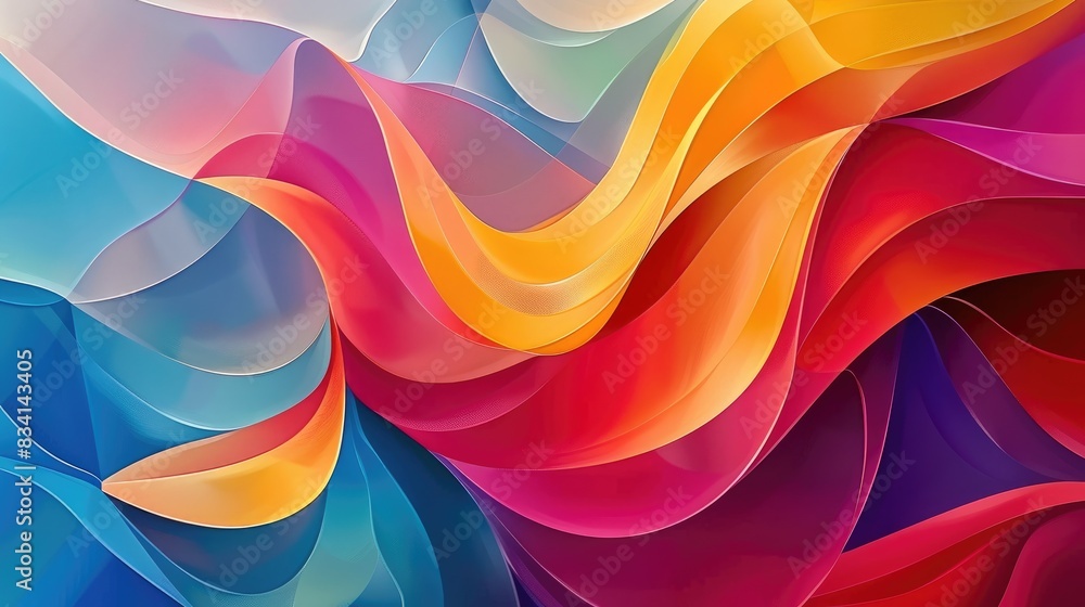 Poster abstract background consisting of vibrant wavy elements on a bright backdrop