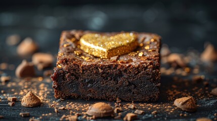 Valentine's Day promotion, delicious brownie with golden heart on top