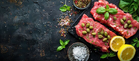 Raw meat with capers and lemon