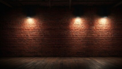 Red brick wall texture with spot lighting