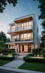 Fototapeta premium modern house with garden