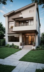 Naklejka premium modern house with garden