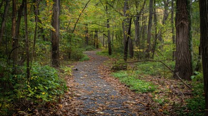 Obraz premium The sound of chirping birds echoing through the forest as you walk along the trail.