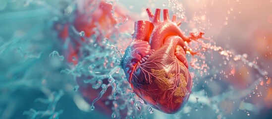 Digital heart display in water