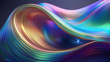 Obraz premium Abstract background design, wavy iridescent shape, 3d render