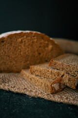 Freshly baked homemade bread and ears of wheat