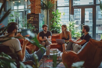 Creative Business Group Collaborating in Modern Office