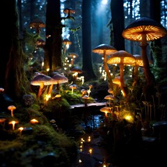 Naklejka premium mushrooms in the forest