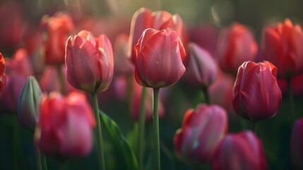 Obraz premium Close Up Photography Of Tulip Flowers (Generative AI)