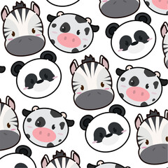 Kawaii animal emoticon pattern background Vector
