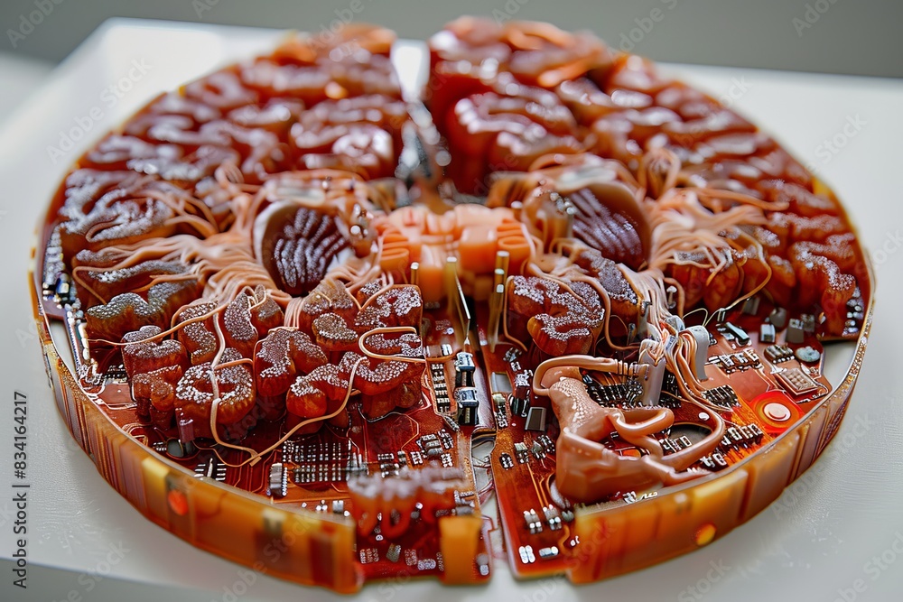 Aufkleber technological brain integration circuit board digital components electronic innovation futuristic de