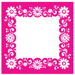 Pink Floral Picture Frame Vector