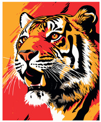 Tiger Head Comic Vector Illustration
