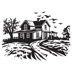 Rustic Farmhouse Vector Stencil Art