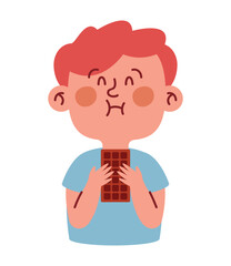 boy holding chocolate bar