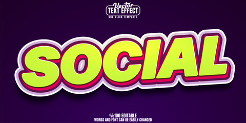 Social editable text effect, customizable poster and banner 3D font style