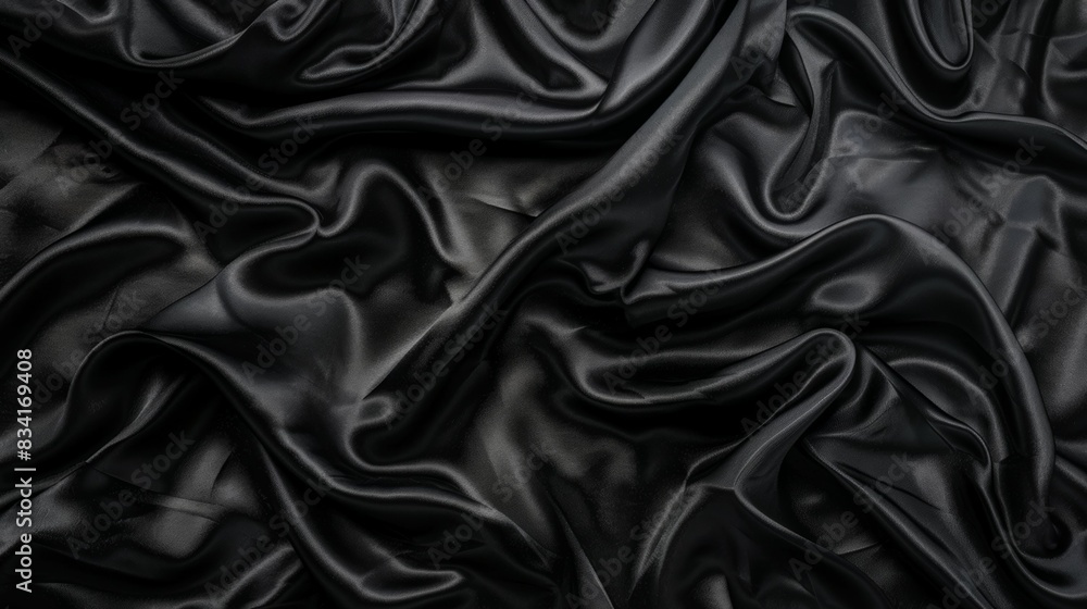 Poster a black fabric with a pattern of swirls and lines