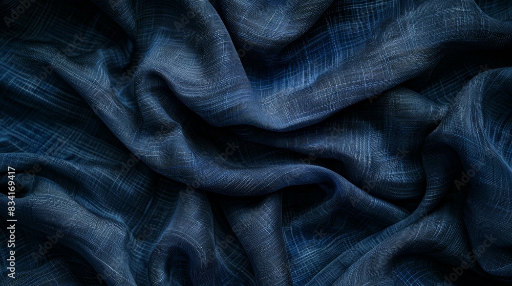 Poster a blue fabric with a pattern of lines and dots