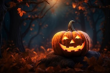 halloween pumpkin on a halloween, generative ai
