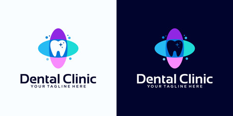 Dental care clinic logo template, with colorful overlapping style