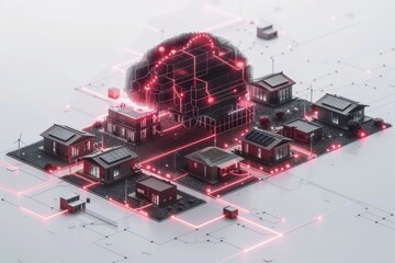 Brain Cityscape Digital Technology Futuristic Components Advanced Interface Cybernetic AI Innovation Electronic Microchips