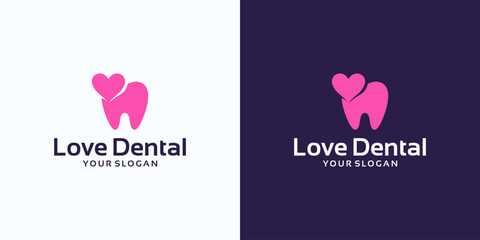 tooth and heart logo, dental care logo