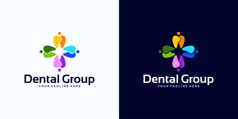 dental care logo design, dental community in full color