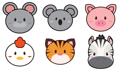 Set of kawaii animal emoticons Vector
