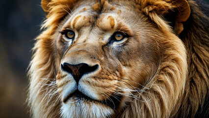 Close-up portrait of a formidable lion