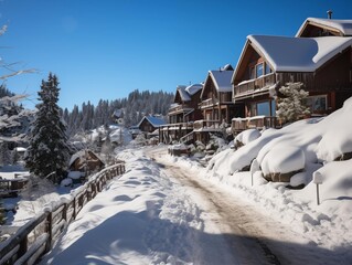 Visitors enjoy a snowy retreat at mountain cabins in winter