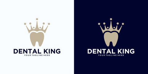 dental king logo design, with the concept of a tooth wearing a crown for dental care, dental clinic