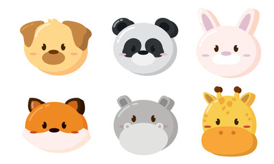Set of kawaii animal emoticons Vector