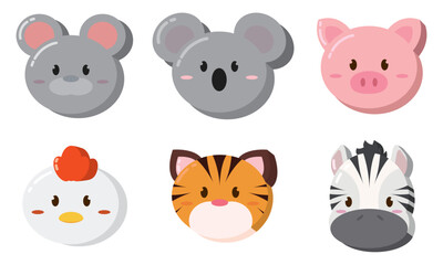 Set of kawaii animal emoticons Vector