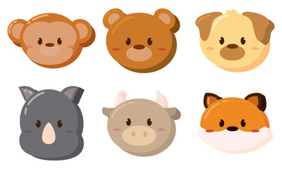 Set of kawaii animal emoticons Vector