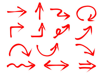 シンプルな矢印の手書きイラストセット　筆タッチ