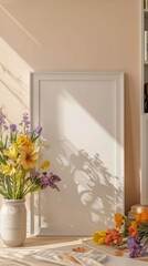 Frame mockup. Living room poster mockup. Interior mockup with house white background. Modern interior design.