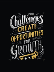 Chalkboard illustration with intricate typography and a golden key emphasizes the motivational quote with a solid background