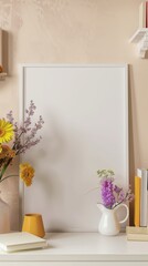 Frame mockup. Living room poster mockup. Interior mockup with house white background. Modern interior design.