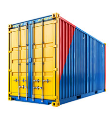 Shipping container on transparent isolated background