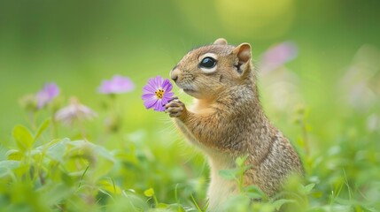 Naklejka premium Animal with a flower