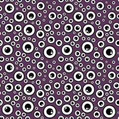 Cartoon Halloween monsters eyes seamless autumn pattern for wrapping paper
