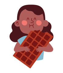 girl eating chocolate bar