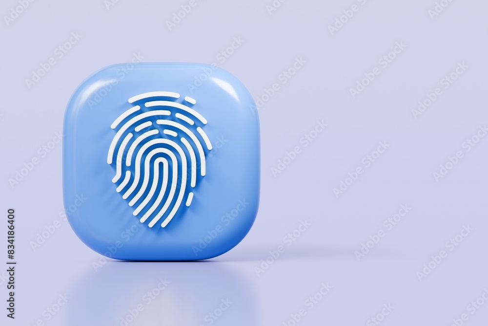 Poster 3d protection fingerprint icon. biometric verification. touch id fingerprint. minimal fingerprint sc