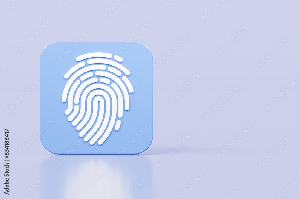 Poster 3d protection fingerprint icon. biometric verification. touch id fingerprint. minimal fingerprint sc