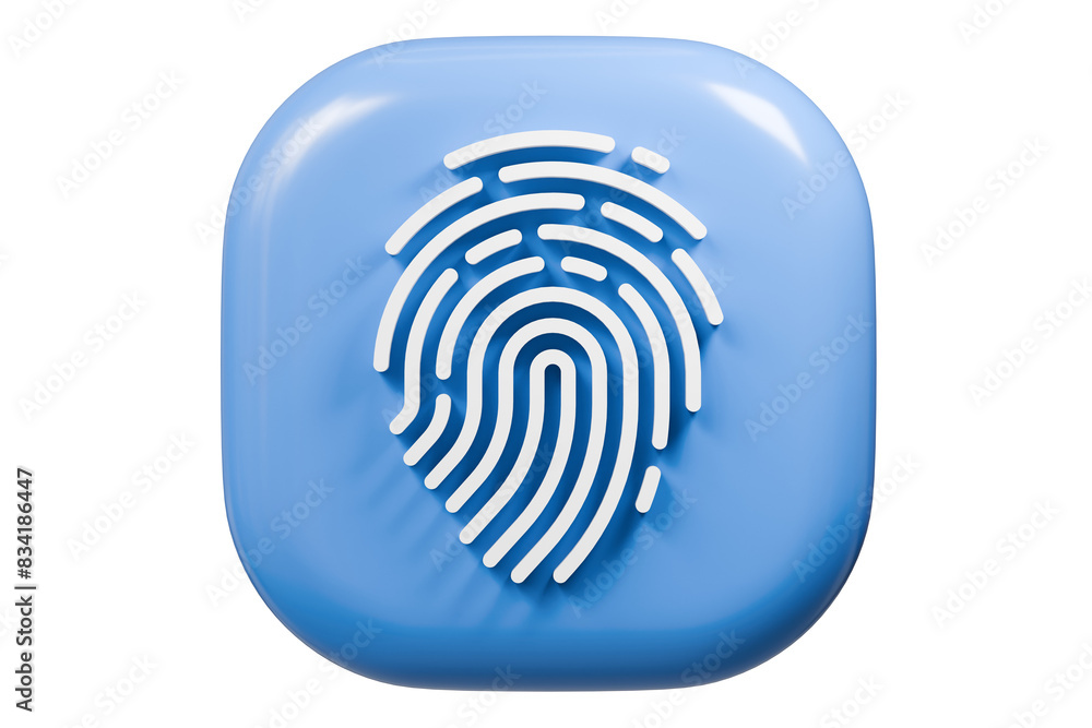 Poster 3d protection fingerprint icon. biometric verification. touch id fingerprint. minimal fingerprint sc