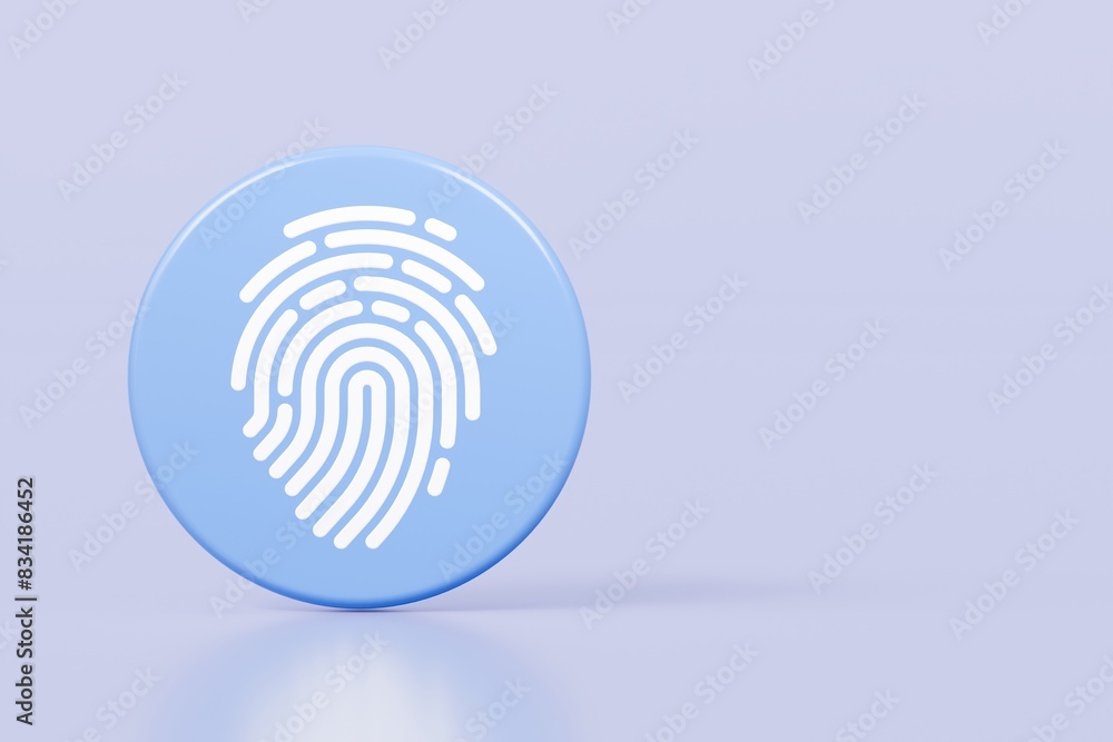 Poster 3d protection fingerprint icon. biometric verification. touch id fingerprint. minimal fingerprint sc