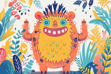 Colorful mythical creature in a whimsical forest setting. Generative AI image